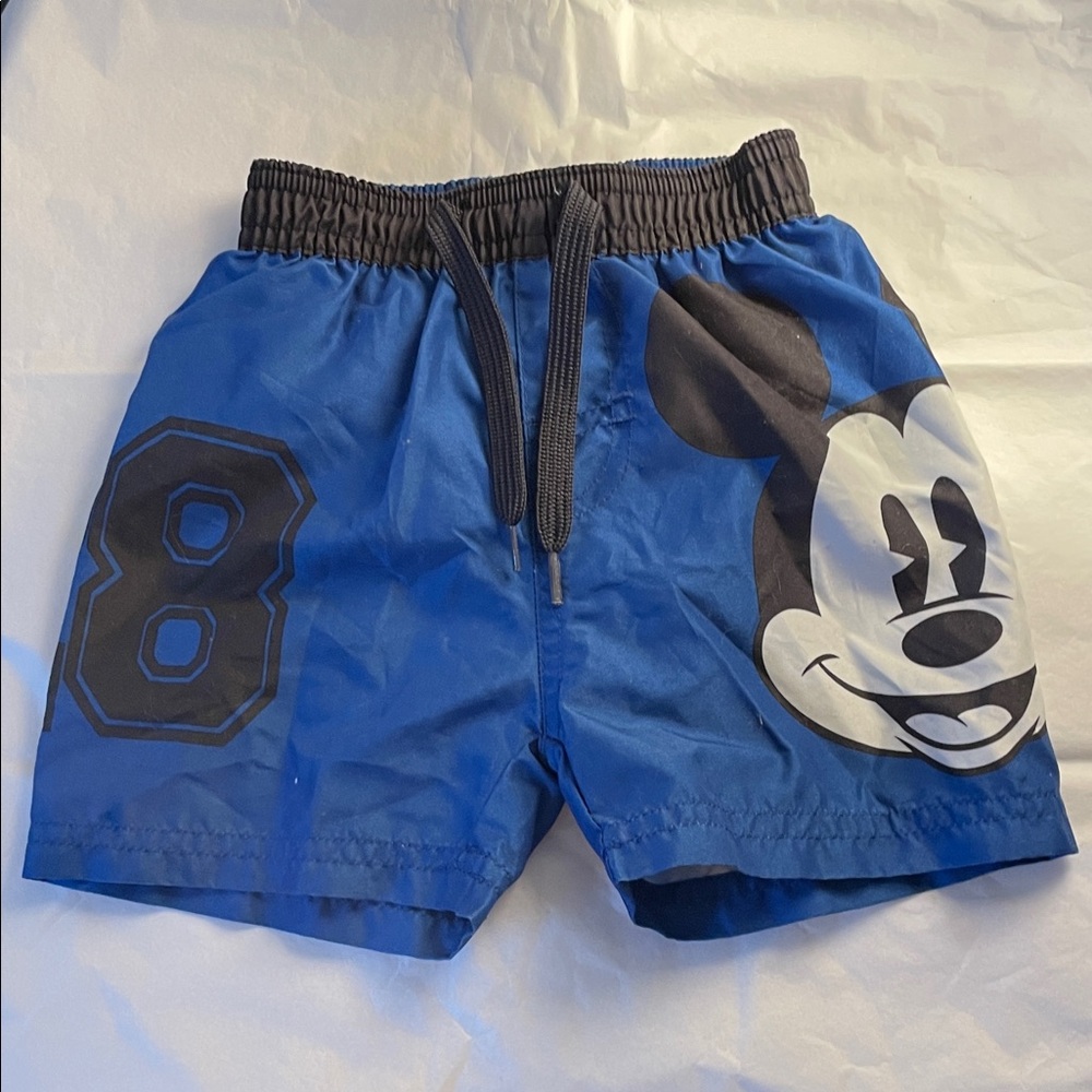 Blue Mickey Mouse Boys Swim Shorts, size 12-18 months.